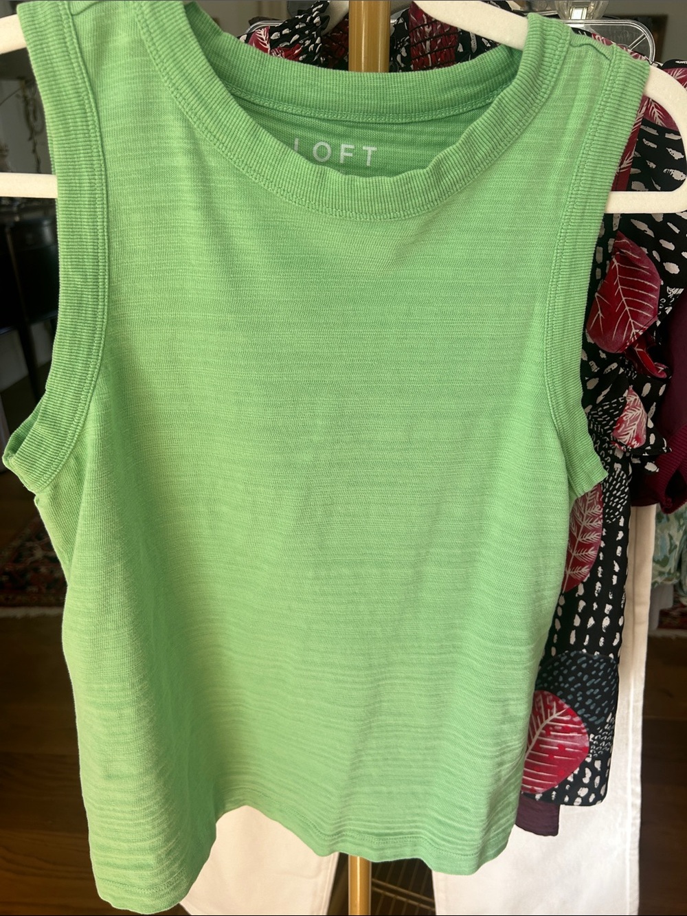 LOFT Light Green Ribbed Sleeveless Tank